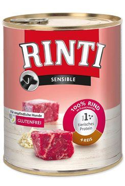 Rinti Dog Sensible konzerva hovězí+rýže 800g