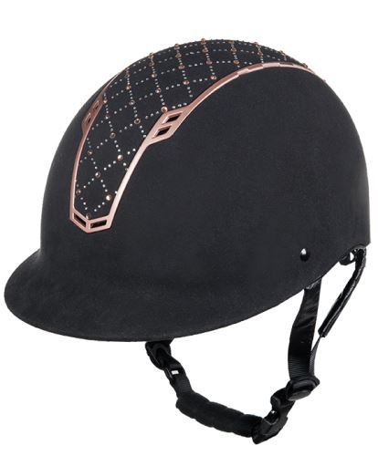 Jezdecká helma -Linz- Style - černá/růžové zlato