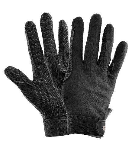 Jezdecké rukavice "Cotton" s protiskluzovou vrstvou - černé