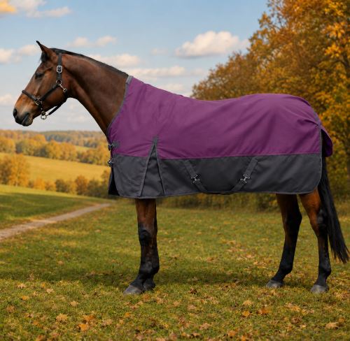HKM výběhová deka Glasgow 1200D, vyšší krk, fleece - levandulová/anthrazit