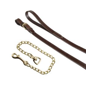 Kožené vodítko s odolným mosazným řetězem - více barev