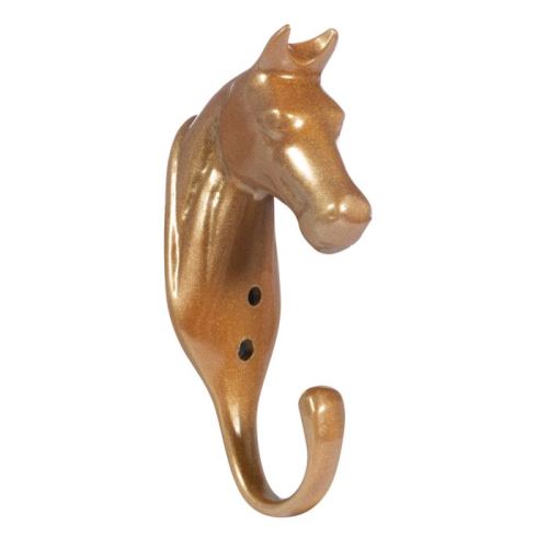 Hliníkový věšáček Hlava koně zlatá