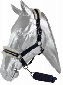 Kentaur Ohlávka podložená beránkem + vodítko modrá/červená