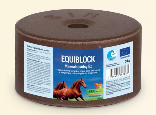 SIN Hellas - Equiblok, minerální solný liz pro koně s vitamíny a enzymy, balení 3 kg