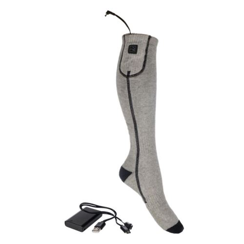 HKM Vyhřívané podkolenky Keep Warm + 2x powerbanka, šedé