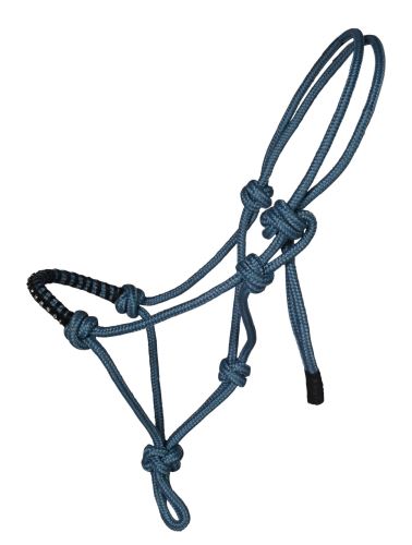 HKM provazová ohlávka s kamínky Hobby Horsing - tyrkys