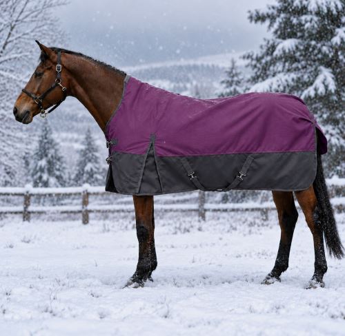 HKM výběhová deka Glasgow 1200D, vyšší krk, 100g - levandulová/anthrazit