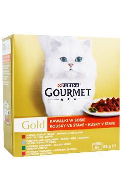 Gourmet Gold Mltp konz. kočka kousky ve šť.zelen.8x85g