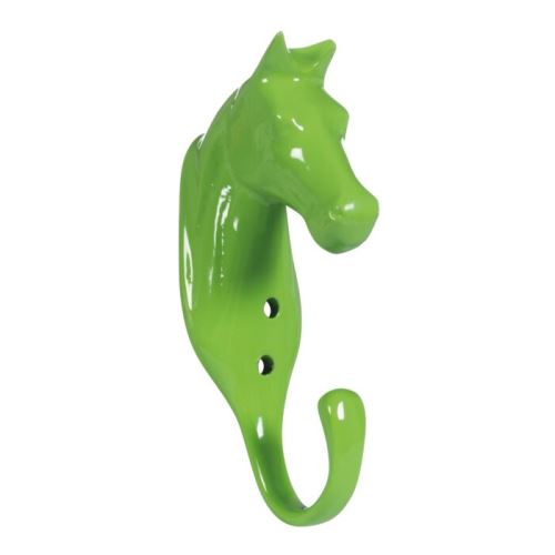 Hliníkový věšáček Hlava koně neon zelená