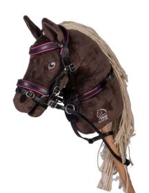 HKM kožená uzdečka Manchester pro Hobby Horsing - černá/růžová (1)