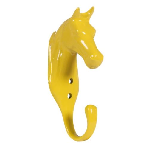 Hliníkový věšáček Hlava koně žlutá