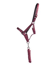 QHP Head collar set Lily Burgundy Cob