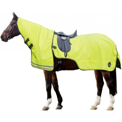 Nepromokavá jezdecká deka reflexní s krkem Neon žlutá
