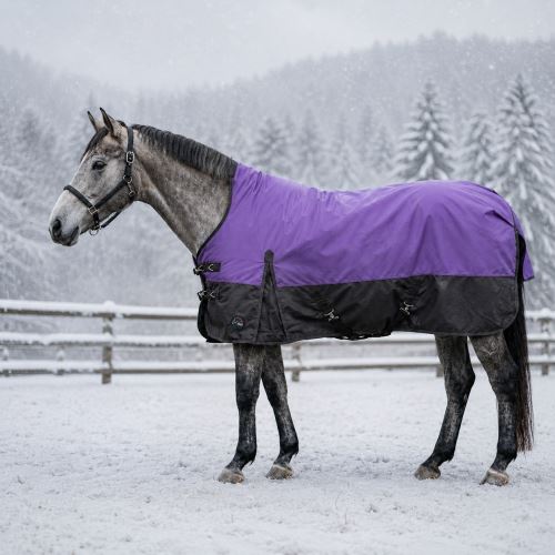 HKM výběhová deka Glasgow 1200D, vyšší krk, 300g - fialová/černá