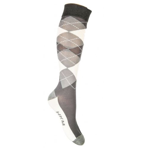 Jezdecké ponožky Check Classico - šedé/vanilkové