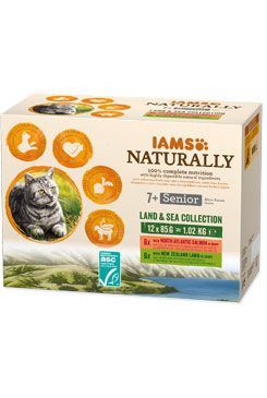 Iams Cat Senior losos/jehně v omáčce kapsa 12x85g