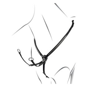 Poprsník a martingal Equestro kožený se stříbrným zdobením