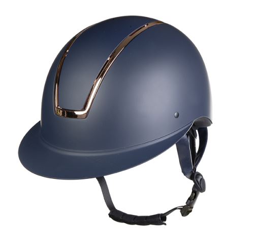 Jezdecká helma -Lady Shield- tm.modrá/růžové zlato