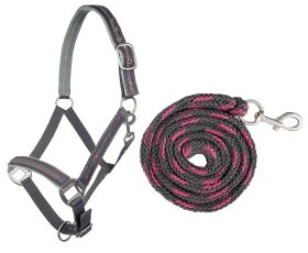 Ohlávka s vodítkem Stars HKM černá/stříbrná Ohlávka s vodítkem Stars HKM černá/stříbrná