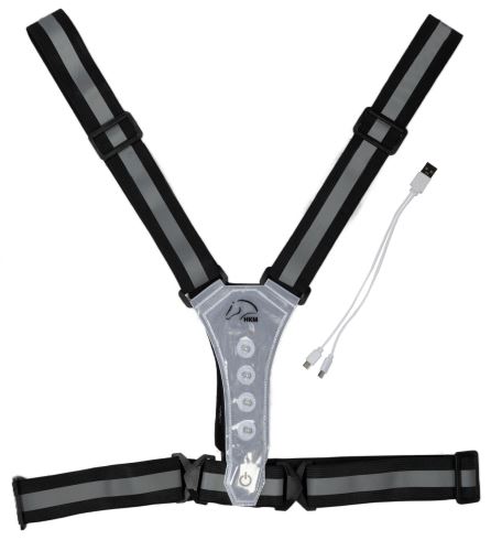 HKM reflexní LED vesta - černá/stříbrná
