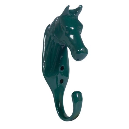 Hliníkový věšáček Hlava koně tmavě zelená